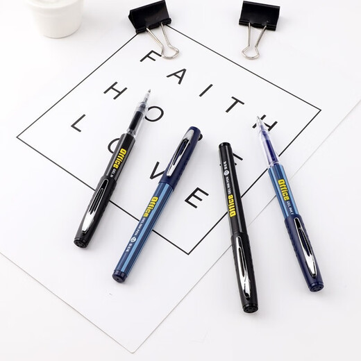 Baoke Neutral Pen 1.0 Comercio de oficinas Comerciales Pen a la cabeza gruesa Stroke de agua Escritura lisa Gran capacidad Calligrafía Firma Firma PC1048 Negro Pen 12 Caja + 12 Negro Regillados