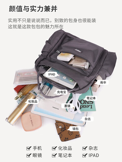 酷奇袋鼠（KUQIDAISHU）双肩包女2024韩版轻便尼龙帆布休闲百搭时尚小背包 藏蓝色YST-9854防水背包