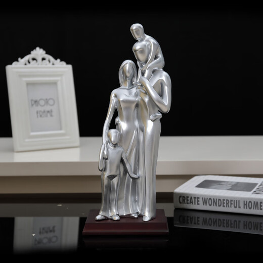 适合送给孕妇的礼物一家四口摆件十周年结婚纪念日送老婆新婚新人 15934银色+刻字+怀胎(一家三口)