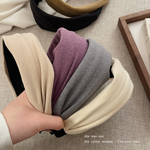 Morning Star Autumn and Winter Simple Suede High Skull Headband Women's New Fashion Versatile Hairpin Hair Bundle Special Headgear for Face Wash Gray One