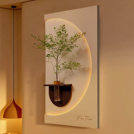 水培绿植奶油风玄关装饰画砂岩立体入户走廊过道挂画客厅墙壁灯画 80*160多层立体砂岩+玻璃花瓶+ 14757常规款不带灯