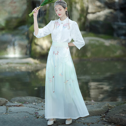 FENGEYA香港潮牌马面裙全套2024夏季连衣裙女新款衣服女装夏天新中式裙子 2172白衣+2308马面裙+12187衬裙 M