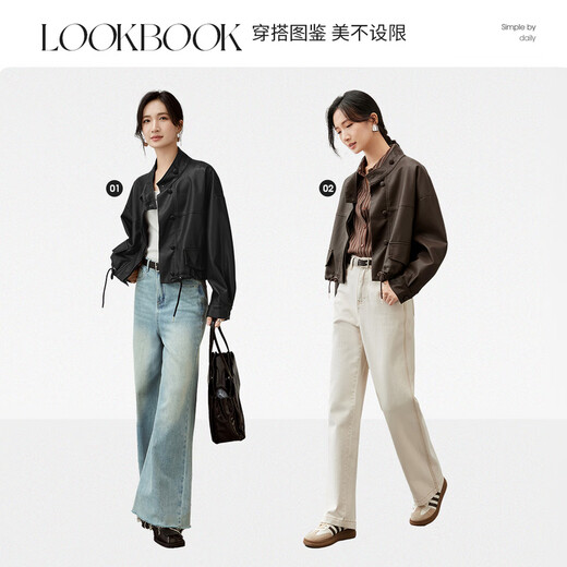 尚都比拉春夏款时尚休闲机车服立领落肩蝙蝠袖PU皮衣外套女 黑色 M