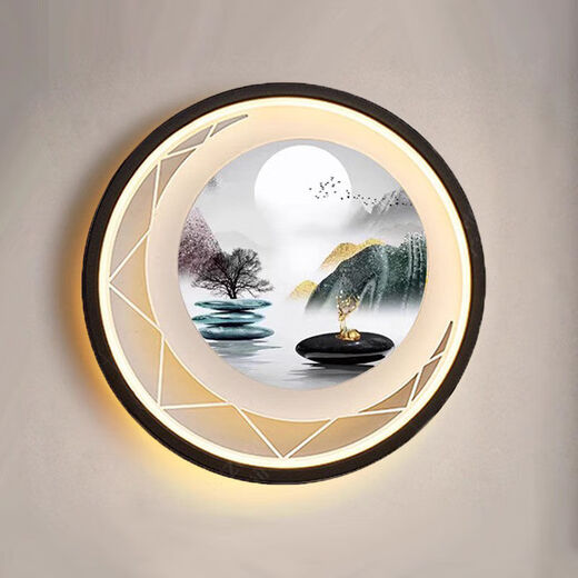Yilin wall lamp bedroom 2024 new living room background wall lamp high-end Chinese mural lamp creative decorative bedside lamp smooth sailing extra large 30cm - three colors