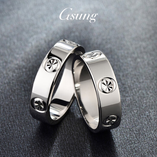 GsunG platinum ring men's PT950 couple ring men's atmospheric glossy inner arc ring platinum women's fashion card ring size 15 width about 3.5mm 4.9 grams