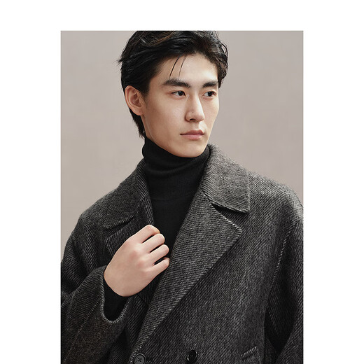PeaceBird Men's Woolen Coat Winter Winter Flow Corta informal y versátil Gray Dark Grey XL