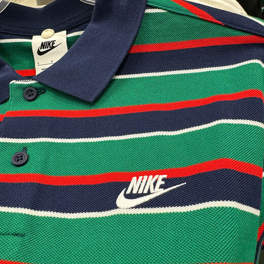 
Nike (NIKE) short-sleeved men's summer new sportswear lapel POLO shirt knitted breathable sports T-shirt FN3897-010 FN3897-410/blue and green stripes M