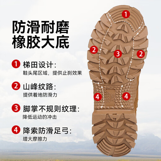 怀悦新式作战靴男四季棕色高帮侧拉链登山鞋耐磨超轻防寒靴 原版棕色作战靴（二双鞋垫） 40 （250）
