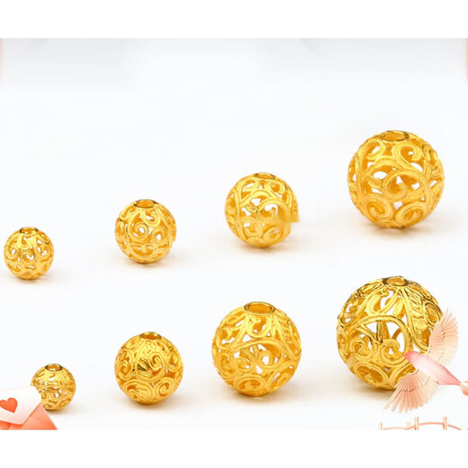 Feiyu Fat Donglai same style 18K gold loose beads 18k ancient method hollow phoenix tail beads ball separated beads handmade diy hand beads running quantity 4mm/piece (F364)