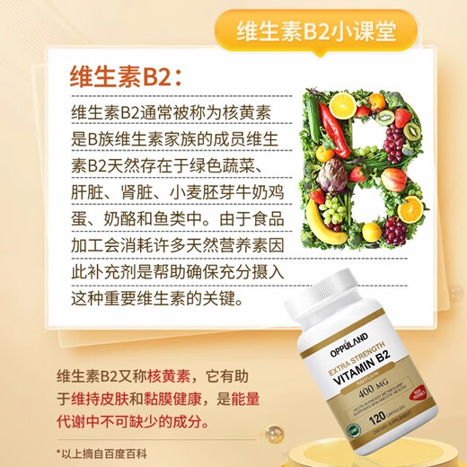 Oppuland vitamin b2 riboflavin 400mg United States imported vitamin vb2 large dose tablet oral health dry lips
