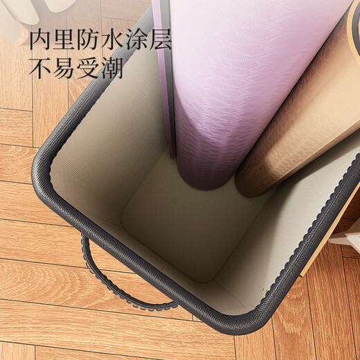 自然屋瑜伽垫收纳筐家用球拍运动工具收纳桶神器可折叠健身器材置物架子 米色【亲肤贡缎面料 可水洗】