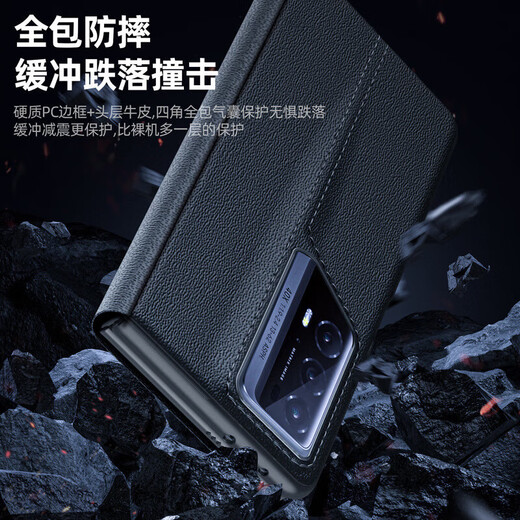 SHROSON [Smart Fenster] Geeignet für die Ehrenmagie V2 RSR Porsche Design Mobile Hülle Leder Flip Magnetic New RSR Faltblatt Bildschirm Mobiltelefonschutz Hülle High-End [Cool Elegant Black] Smart Window Leder Hülle