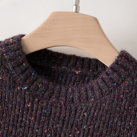 Late White Exclusive 2025 Winter Fashion Casual Sweater Solid Color Wool Sweater for Women Without Belt Purple M