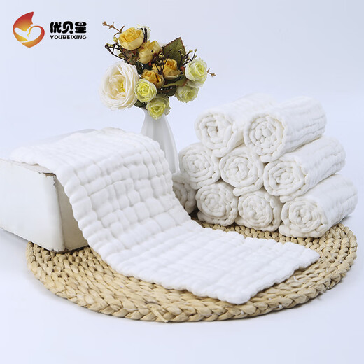 Ten packs of newborn baby gauze diaper rectangular baby washable diapers diaper ring baby meson 10 packs F-12 layer F-white 4 diapers L