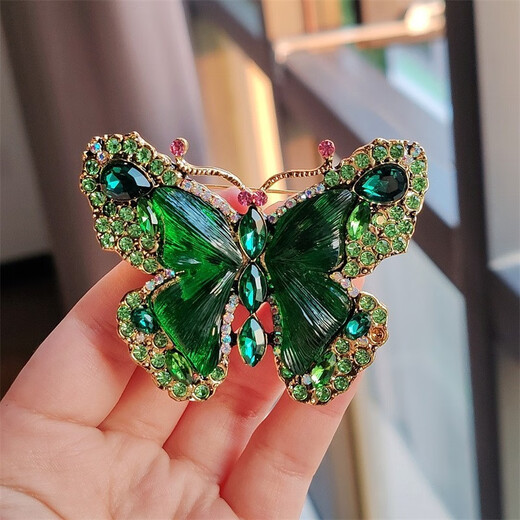QUAMER Heavy Industry Crystal Big Butterfly Brooch Fashion Animal Insect Women's Brooch Second-hand High XZ0495-1