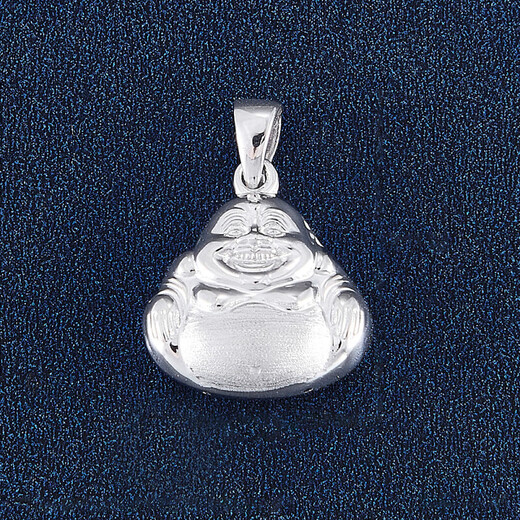 Laofu gold platinum hollow brushed double-sided Big Belly Buddha Pendant Big Belly Buddha Pendant about 2.4g
