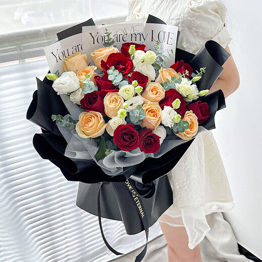 Eswina Valentine's Day Flower Express 11 roses bouquet for girlfriend's birthday gift nationwide delivery 19 roses mixed and matched bouquet fresh style