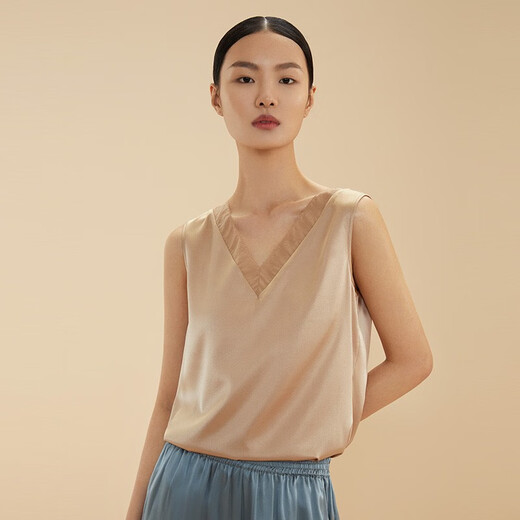 金三塔女真丝性感缎面打底背心YSFBB702 香槟色2703 M