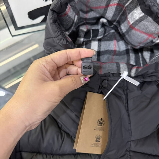 B PRORSUM Burberry Autumn and Winter Thickened Removable Sleeve Jacket Fashionable Versatile Warm Jacket for Men and Women Hooded Nose Black 2XL Recommended Weight 120-140