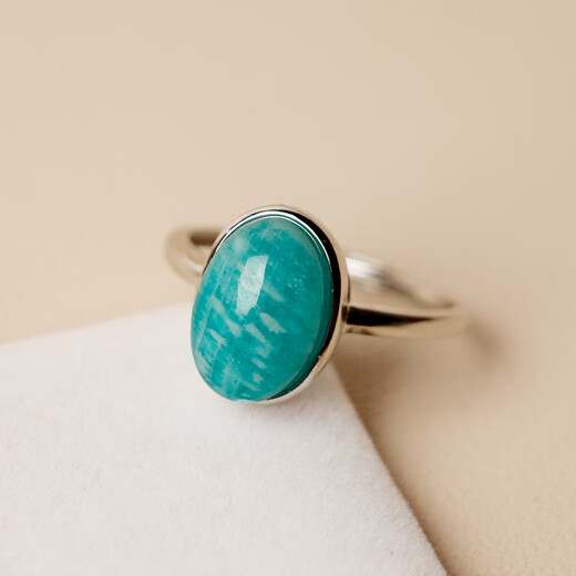Red shadow 7A ice type natural old mine amazonite ring women's S925 silver blue green glacier good luck courage gemstone