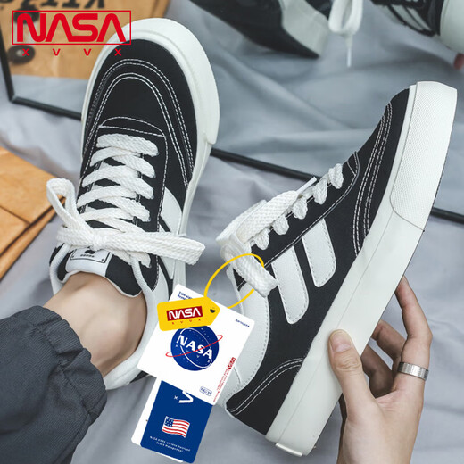 NASA XVVX Offizielle gemeinsame Schuhe Männer Ins trendy vielseitige Student Low Top Canvas Schuhe Herren Sportschuhe Herbstschuhe schwarz 42