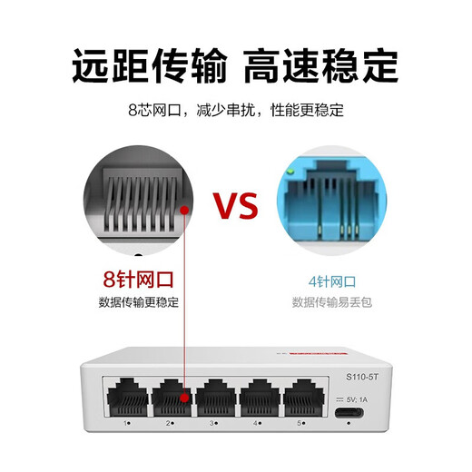 Huawei (HUAWEI) Zhiyi Cloud Smart Select Switch 5-port Gigabit 8-port Gigabit 100-megabit switch Plug-and-play Network Monitoring Splitter 5-port Gigabit switch