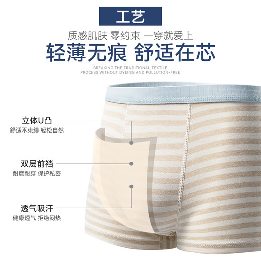 
Yashikai 7A-grade antibacterial men's undyed colored cotton boxer underwear breathable medium waist youth high-end boy shorts 688-color skin-color blue-color blue 3 strips 3XL 140-170Jin[Jin equals 0.5 kg]
