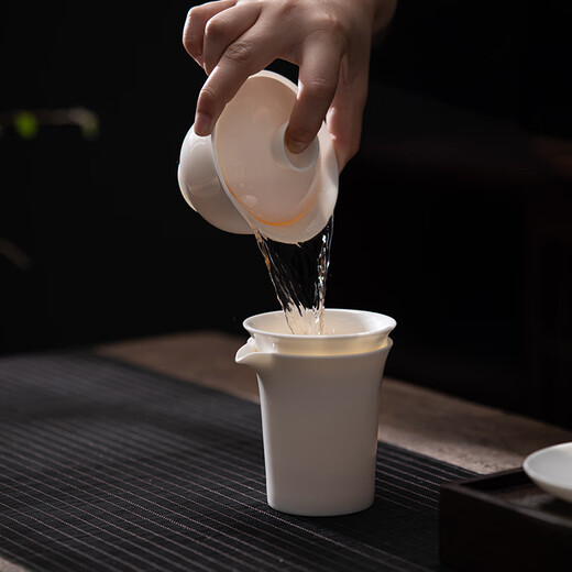 SUSHI CERAMICS Mutton Fat Jade Porcelain Fenggu Sancai Gaiwan Kungfu Tea Set Gift Box Set 170ml