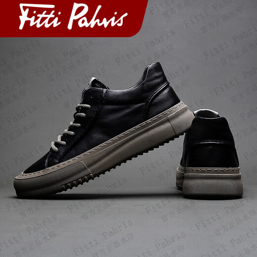 Fitti Pahris light luxury men's shoes 2025 winter new first-layer cowhide shoes men's anti-odor sneakers men's European station British shoes men's black genuine cowhide + hand-stitched 40