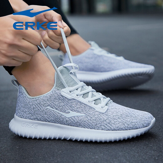 鸿星尔克男鞋加绒运动鞋男2025新款冬季棉鞋轻便软底跑步鞋缓震休闲鞋子男 4126正白/浅灰(飞织网面-四季款) 42 现货速发