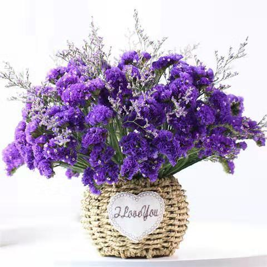 AIMAN Yunnan Flowers Dried Flower Bouquet Forget-Me-Not Lover Grass Combination Starry Gypsophila Living Room Real Flower Arrangement Home Furnishings Purple + Grass About 30 Pieces Not Excluding Flower Basket