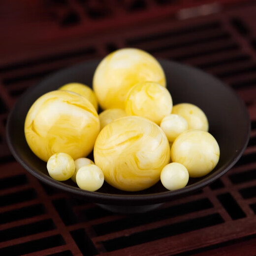 Fat Donglai same style chicken oil yellow original stone old beeswax single bead pendant amber round bead bracelet loose beads star and moon Rudraksha chicken oil yellow-6mm-single