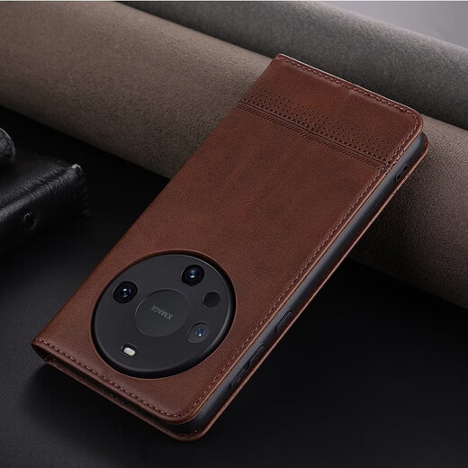 雅尊仕（AZNS） 华为Mate60手机壳翻盖式可插卡复古Mate60Pro防摔保护套软壳商务男女 复古棕 Mate60