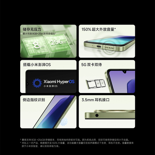 Xiaomi Redmi 14r 6,88 pouces Protection oculaire grand écran 5160mAh Batterie Gratte grand écran Longue durée de la batterie 5G Téléphone mobile Shadow Black 8 Go + 256 Go