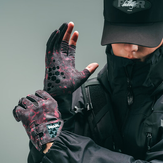 RVVR25/26 Lure Outdoor Fishing Lure Sherry Gloves Soft, Comfortable, Breathable, Non-Slip, Wear-Resistant, High Elasticity, Five Fingers Exposed/Honeycomb Powder M