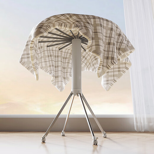 FABARHEE folding clothes drying rack floor-standing balcony indoor home octopus installation-free removable does not take up space for drying quilt rack double-layer model 24 clips + 16 poles four-legged wheels