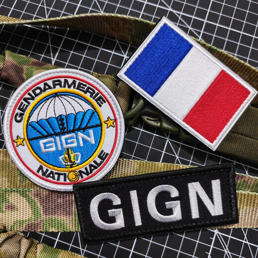 Tactical Mandrill GIGN French Gendarmerie Embroidered Velcro Badge RAID Black Panther Commando Armband Tactical Backpack Badge GIGN Round 8CM