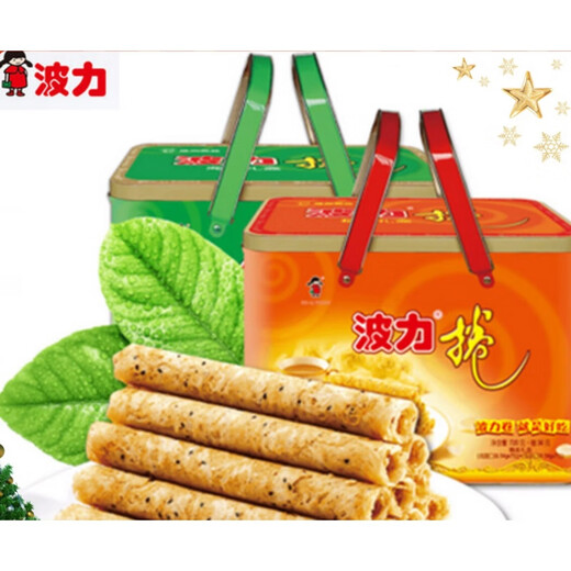 波力蛋卷礼盒装 720+36g/盒 休闲铁盒海苔味鸡蛋味饼干蛋卷送礼 756g 精装礼盒*1盒