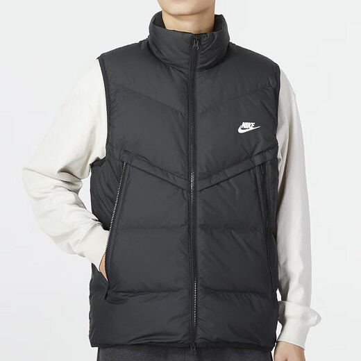 
Nike (NIKE) down vest men's 2024 winter sportswear thickened windproof jacket stand collar down vest DD681 DV1136-010 Black 85% gray duck down XL