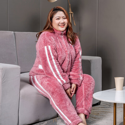 
Jinzhiyan coral velvet large size pajamas for women thickened velvet autumn and winter plus fat plus size fat mm200Jin [Jin equals 0.5 kg] Home clothing winter style WB6625 green button velvet 4XL [recommended weight 180-200Jin [Jin equals 0.5 kg]]