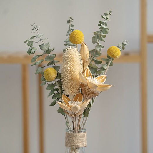 AIMAN Yunnan dried flower bouquet Nordic style home furnishings Eucalyptus cotton diy living room room decoration primary color red noble bouquet