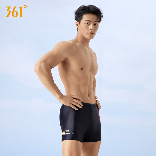 361 swimming trunks men's boxer swimming trunks men's swimming trunks men's professional swimming equipment anti-embarrassment swimming trunks for hot springs Extreme Night Black XL Height 170-180cm Weight 65-75kg