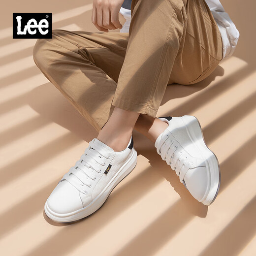 Lee男鞋休闲鞋设计感增高小白鞋男生时尚经典板鞋舒适百搭白色鞋子男 黑色 39 【偏大/请拍小一码】