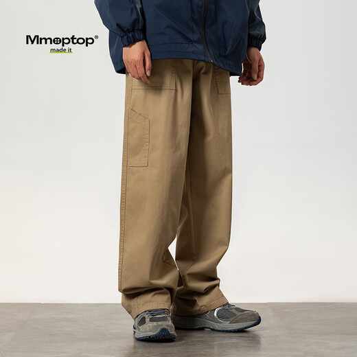 MMOPTOP Japanese retro overalls men's autumn and winter pure cotton loose wide-leg casual pants 8318 Khaki 2XL