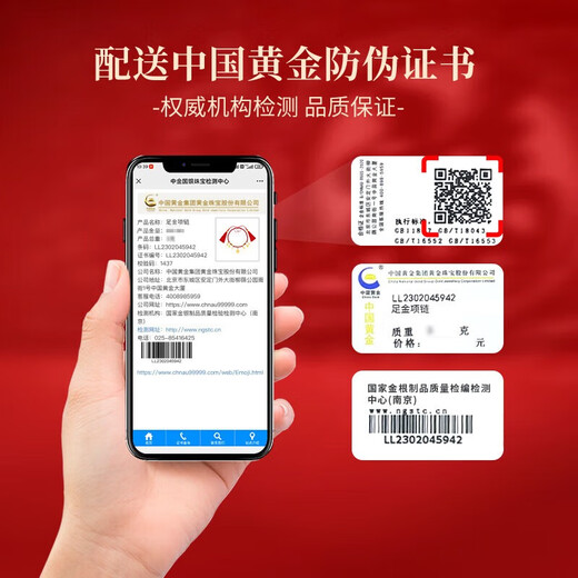 中国黄金（CHINA GOLD）宝宝黄金项链五宝金勺项圈新生婴儿满月平安长命小孩儿童生日礼物 升级款-足金平安锁金项链/京速达