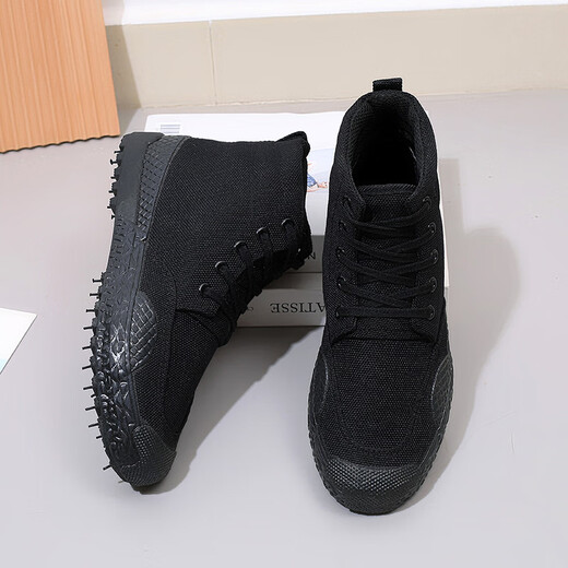 Yunyouli (yunyouli) Jihua double-layer high-top rubber sole training shoes Jiefang shoes wear-resistant work labor protection shoes training shoes 3520 single-layer-high black 42