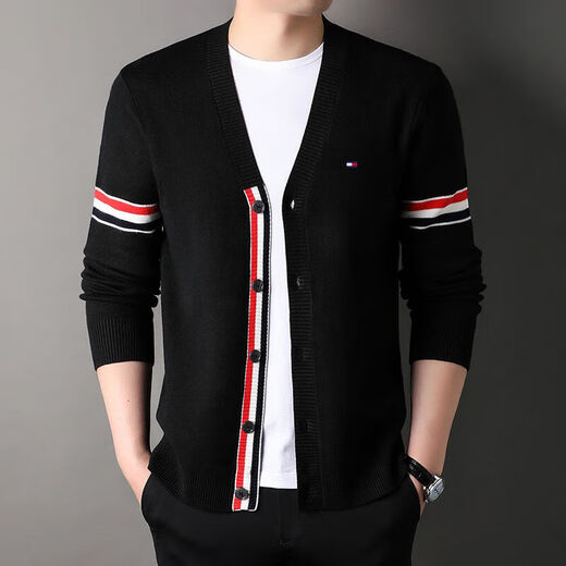 Tommybulltommy Autumn Button Strickjacke V-Ausschnitt-Revers-Pullover dünne einfache lässige und vielseitige Pulloverjacke Männer 9215-Gragen V-Ausschnitt 125/185 Vorgeschlagen 170-190jin [Jin ist 0,5 kg]
