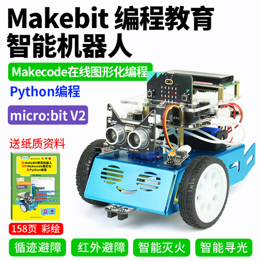 CreateBlock Microbit V2 Programmierfernbedienungs -Roboter Grafisches Smart Car Python Education D -Paket: B+ Starter Kit Red Microbit Motherboard ist nicht enthalten