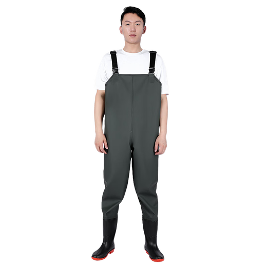 Gongtai waders, half-length rain pants, one-piece men's and women's waterproof fish pants, fishing pants, full-body waterproof pants, leather pants, overalls, wading pants, leather forked pants, shoes, fishing suit, green half-length, size 43