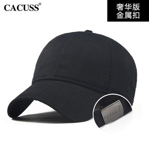CACUSS帽子男士棒球帽大头围鸭舌帽女款四季遮阳户外运动休闲太阳帽黑大
